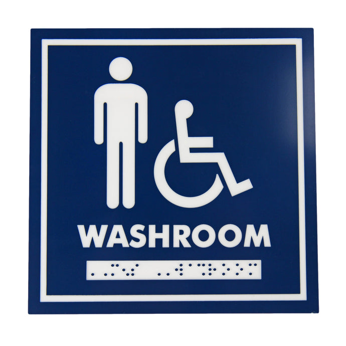 WASHROOM SIGNAGE – MALE/WHEELCHAIR WITH BRAILLE EMBOSS