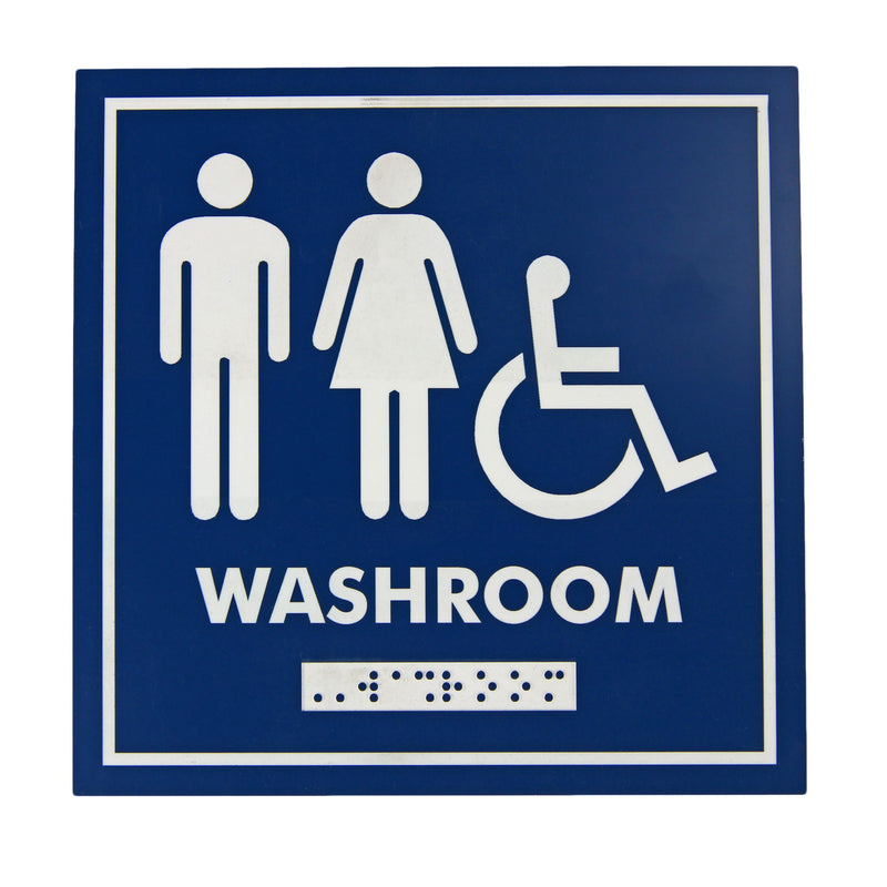 Load image into Gallery viewer, WASHROOM SIGNAGE – GENDER NEUTRAL/WHEELCHAIR WITH BRAILLE EMBOSS

