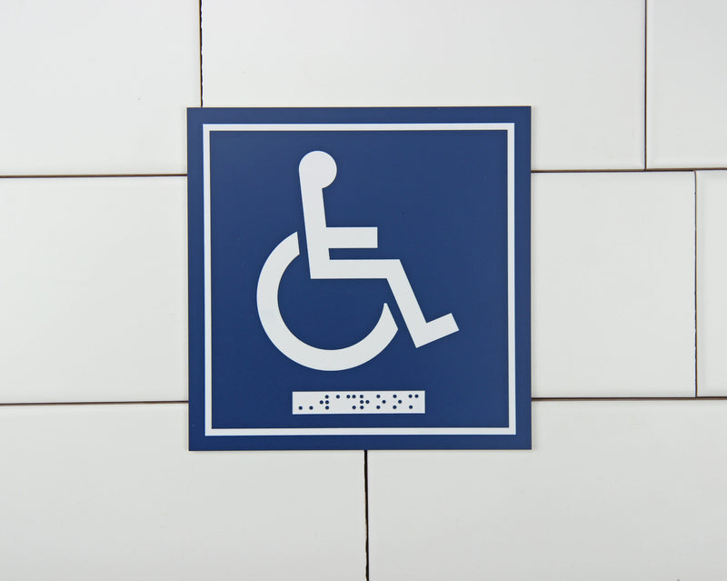 Load image into Gallery viewer, WASHROOM SIGNAGE – WHEELCHAIR WITH BRAILLE EMBOSS
