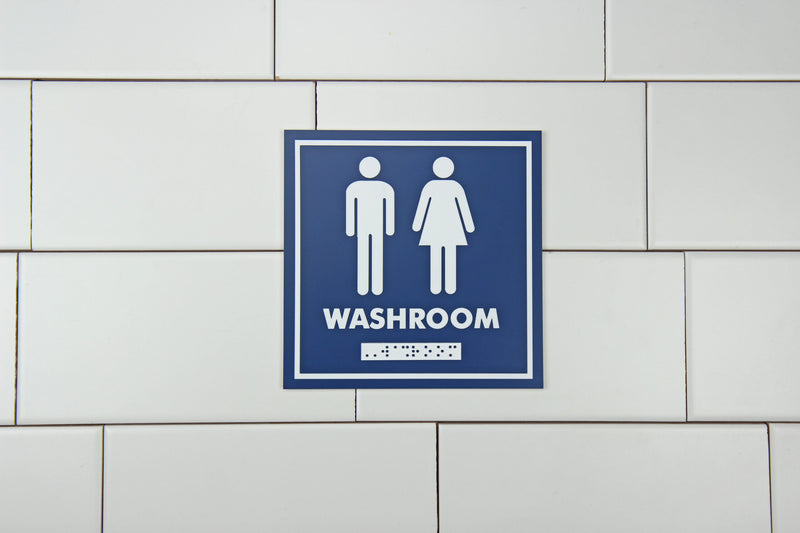 Load image into Gallery viewer, WASHROOM SIGNAGE – GENDER NEUTRAL WITH BRAILLE EMBOSS
