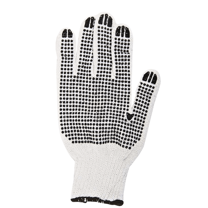 White glove with black grip dots
