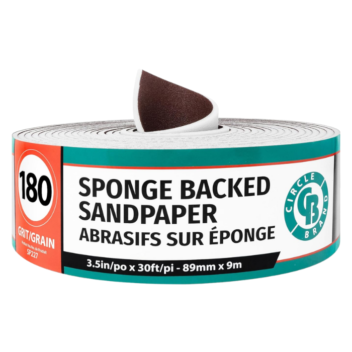 SANDPAPER ROLL 3.5" X 30' #180 GRIT (SPONGE-BACK)