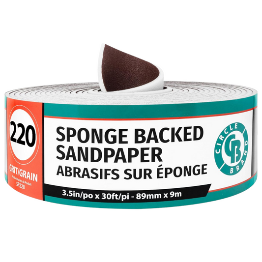 SANDPAPER ROLL 3.5" X 30' #220 GRIT (SPONGE-BACK)