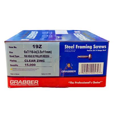 6X7/16 PAN HEAD DRIVALL SELF DRILLING FRAMING SCREW NO. 2 PHILLIPS RECESS 15M