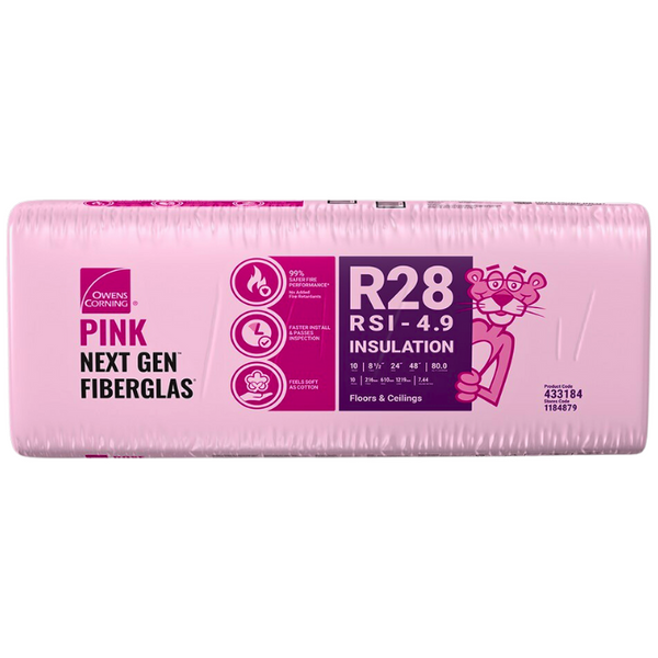 Owens Corning PINK Next Gen R28 8.5x24x48 Fiberglas Insulation for Wood ...