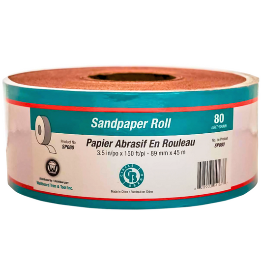 SANDPAPER ROLL 3.5" X 150' #80 GRIT (PAPERBACKED)