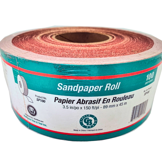 SANDPAPER ROLL 3.5" X 150' #100 GRIT (PAPERBACKED)