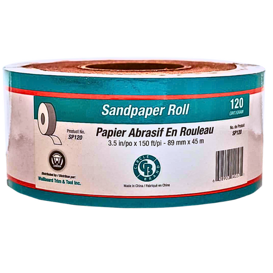 SANDPAPER ROLL 3.5" X 150' #120 GRIT (PAPERBACKED)